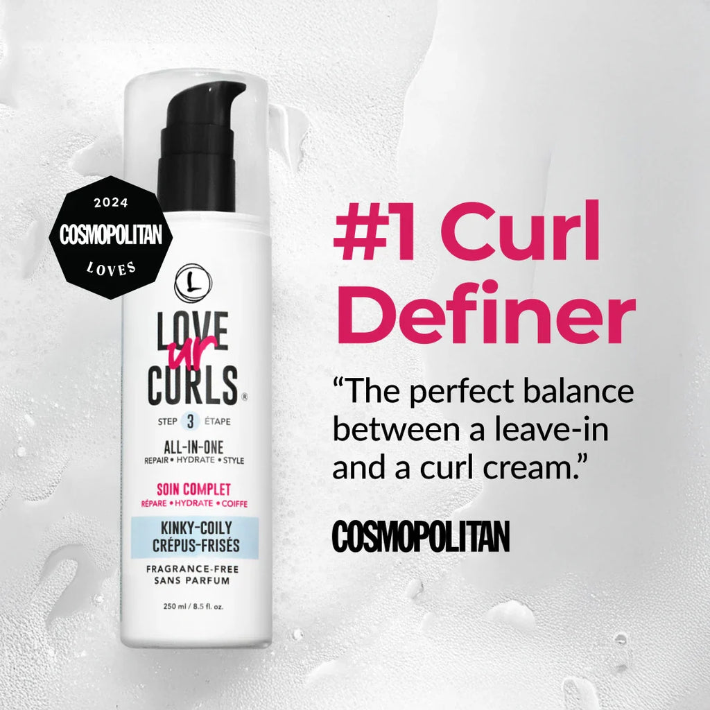 Love ur Curls curl definer bottle with text on a white background